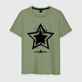 Мужская футболка хлопок с принтом Звезда простая в Тюмени, 100% хлопок | прямой крой, круглый вырез горловины, длина до линии бедер, слегка спущенное плечо. | 