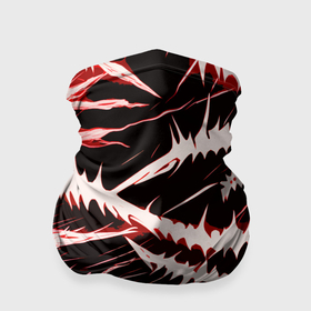 Бандана-труба 3D с принтом Бело красные шипы на чёрном фоне , 100% полиэстер, ткань с особыми свойствами — Activecool | плотность 150‒180 г/м2; хорошо тянется, но сохраняет форму | 