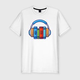 Мужская футболка хлопок Slim с принтом Книги и музыка в Екатеринбурге, 92% хлопок, 8% лайкра | приталенный силуэт, круглый вырез ворота, длина до линии бедра, короткий рукав | 