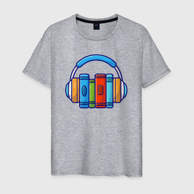 Мужская футболка хлопок с принтом Книги и музыка , 100% хлопок | прямой крой, круглый вырез горловины, длина до линии бедер, слегка спущенное плечо. | 