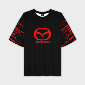Мужская футболка oversize 3D с принтом Mazda краски красные штрихи в Кировске,  |  | 