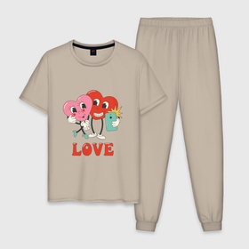 Мужская пижама хлопок с принтом Ретро персонаж сердце в Тюмени, 100% хлопок | брюки и футболка прямого кроя, без карманов, на брюках мягкая резинка на поясе и по низу штанин
 | 