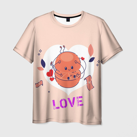 Мужская футболка 3D с принтом Влюбленные мандаринки в Курске, 100% полиэфир | прямой крой, круглый вырез горловины, длина до линии бедер | Тематика изображения на принте: 