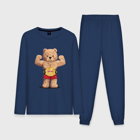 Мужская пижама с лонгсливом хлопок с принтом Плюшевый медвежонок чемпион в Белгороде,  |  | Тематика изображения на принте: 