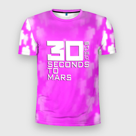 Мужская футболка 3D Slim с принтом 30 seconds to mars pink в Кировске, 100% полиэстер с улучшенными характеристиками | приталенный силуэт, круглая горловина, широкие плечи, сужается к линии бедра | Тематика изображения на принте: 