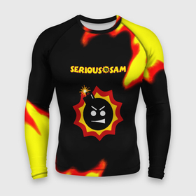 Мужской рашгард 3D с принтом Serious Sam лого краски с огнём ,  |  | 