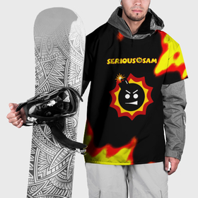 Накидка на куртку 3D с принтом Serious Sam лого краски с огнём в Кировске, 100% полиэстер |  | 
