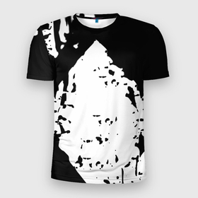 Мужская футболка 3D Slim с принтом Чёрно белые краски в Курске, 100% полиэстер с улучшенными характеристиками | приталенный силуэт, круглая горловина, широкие плечи, сужается к линии бедра | 