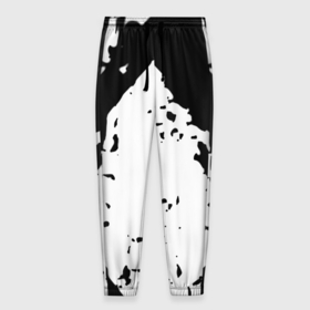 Мужские брюки 3D с принтом Чёрно белые краски в Курске, 100% полиэстер | манжеты по низу, эластичный пояс регулируется шнурком, по бокам два кармана без застежек, внутренняя часть кармана из мелкой сетки | 