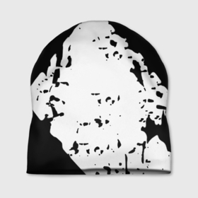 Шапка 3D с принтом Чёрно белые краски в Курске, 100% полиэстер | универсальный размер, печать по всей поверхности изделия | 