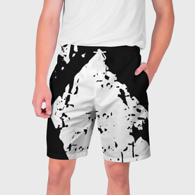 Мужские шорты 3D с принтом Чёрно белые краски в Курске,  полиэстер 100% | прямой крой, два кармана без застежек по бокам. Мягкая трикотажная резинка на поясе, внутри которой широкие завязки. Длина чуть выше колен | 