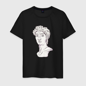 Мужская футболка хлопок с принтом Статуя давида работы микеланджело в Тюмени, 100% хлопок | прямой крой, круглый вырез горловины, длина до линии бедер, слегка спущенное плечо. | 
