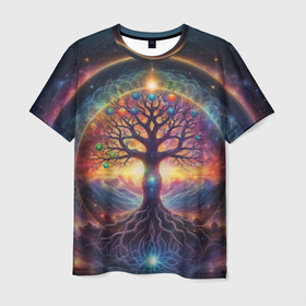 Мужская футболка 3D с принтом Волшебное дерево абстракция , 100% полиэфир | прямой крой, круглый вырез горловины, длина до линии бедер | 