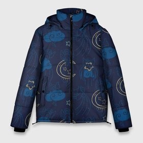 Мужская зимняя куртка 3D с принтом Ангелы в ночном небе в Екатеринбурге, верх — 100% полиэстер; подкладка — 100% полиэстер; утеплитель — 100% полиэстер | длина ниже бедра, свободный силуэт Оверсайз. Есть воротник-стойка, отстегивающийся капюшон и ветрозащитная планка. 

Боковые карманы с листочкой на кнопках и внутренний карман на молнии. | Тематика изображения на принте: 