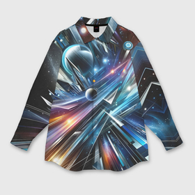Мужская рубашка oversize 3D с принтом Космос   футуризм ,  |  | 