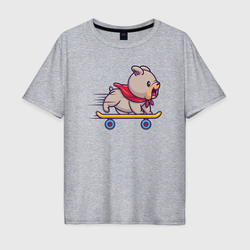 Мужская футболка хлопок Oversize с принтом Skater dog , 100% хлопок | свободный крой, круглый ворот, “спинка” длиннее передней части | 