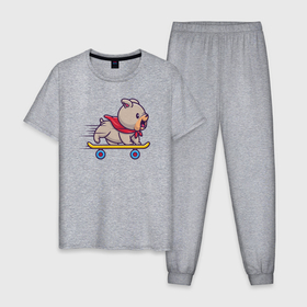 Мужская пижама хлопок с принтом Skater dog , 100% хлопок | брюки и футболка прямого кроя, без карманов, на брюках мягкая резинка на поясе и по низу штанин
 | 
