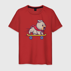 Мужская футболка хлопок с принтом Skater dog , 100% хлопок | прямой крой, круглый вырез горловины, длина до линии бедер, слегка спущенное плечо. | 