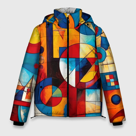 Мужская зимняя куртка 3D с принтом Абстракция из ярких цветов и геометрических фигур в Белгороде, верх — 100% полиэстер; подкладка — 100% полиэстер; утеплитель — 100% полиэстер | длина ниже бедра, свободный силуэт Оверсайз. Есть воротник-стойка, отстегивающийся капюшон и ветрозащитная планка. 

Боковые карманы с листочкой на кнопках и внутренний карман на молнии. | 
