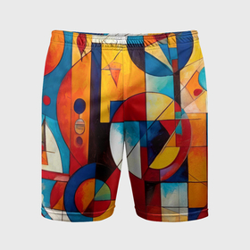 Мужские шорты спортивные с принтом Абстракция из ярких цветов и геометрических фигур в Белгороде,  |  | Тематика изображения на принте: 