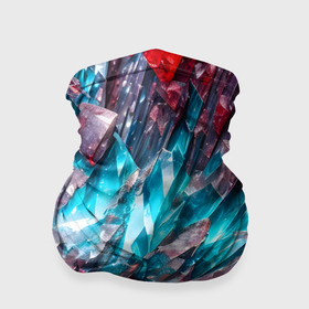 Бандана-труба 3D с принтом Синие и красные драгоценные кристаллы в Новосибирске, 100% полиэстер, ткань с особыми свойствами — Activecool | плотность 150‒180 г/м2; хорошо тянется, но сохраняет форму | 