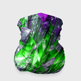 Бандана-труба 3D с принтом Фиолетовые и зелёные драгоценные кристаллы в Новосибирске, 100% полиэстер, ткань с особыми свойствами — Activecool | плотность 150‒180 г/м2; хорошо тянется, но сохраняет форму | 
