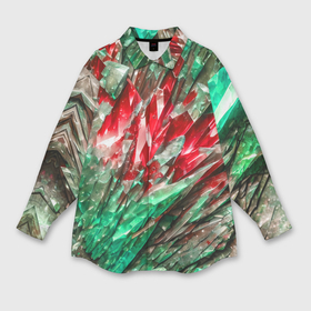Мужская рубашка oversize 3D с принтом Красные и зелёные драгоценные кристаллы в Белгороде,  |  | 