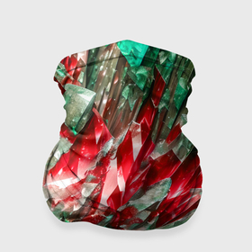 Бандана-труба 3D с принтом Красные и зелёные драгоценные кристаллы в Новосибирске, 100% полиэстер, ткань с особыми свойствами — Activecool | плотность 150‒180 г/м2; хорошо тянется, но сохраняет форму | Тематика изображения на принте: 