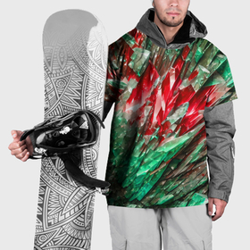 Накидка на куртку 3D с принтом Красные и зелёные драгоценные кристаллы в Белгороде, 100% полиэстер |  | 