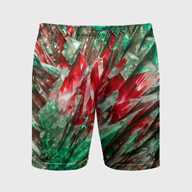 Мужские шорты спортивные с принтом Красные и зелёные драгоценные кристаллы в Новосибирске,  |  | Тематика изображения на принте: 
