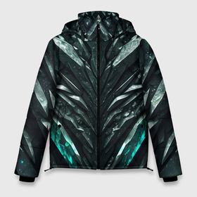 Мужская зимняя куртка 3D с принтом Зелёная малахитовая броня в Новосибирске, верх — 100% полиэстер; подкладка — 100% полиэстер; утеплитель — 100% полиэстер | длина ниже бедра, свободный силуэт Оверсайз. Есть воротник-стойка, отстегивающийся капюшон и ветрозащитная планка. 

Боковые карманы с листочкой на кнопках и внутренний карман на молнии. | Тематика изображения на принте: 