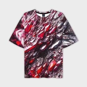 Мужская футболка oversize 3D с принтом Красные драгоценные кристаллы в Белгороде,  |  | 