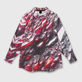 Мужская рубашка oversize 3D с принтом Красные драгоценные кристаллы в Белгороде,  |  | 