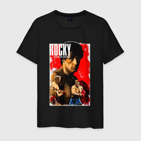Мужская футболка хлопок с принтом Rocky Balboa Silvester Stallone в Екатеринбурге, 100% хлопок | прямой крой, круглый вырез горловины, длина до линии бедер, слегка спущенное плечо. | 