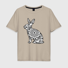 Мужская футболка хлопок Oversize с принтом Art bunny , 100% хлопок | свободный крой, круглый ворот, “спинка” длиннее передней части | Тематика изображения на принте: 