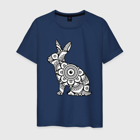 Мужская футболка хлопок с принтом Art bunny , 100% хлопок | прямой крой, круглый вырез горловины, длина до линии бедер, слегка спущенное плечо. | Тематика изображения на принте: 