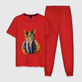 Мужская пижама хлопок с принтом Маякотский в Курске, 100% хлопок | брюки и футболка прямого кроя, без карманов, на брюках мягкая резинка на поясе и по низу штанин
 | 