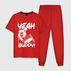 Мужская пижама хлопок с принтом Ронни Коулман в Екатеринбурге, 100% хлопок | брюки и футболка прямого кроя, без карманов, на брюках мягкая резинка на поясе и по низу штанин
 | 