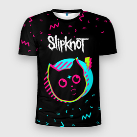 Мужская футболка 3D Slim с принтом Slipknot   rock star cat в Белгороде, 100% полиэстер с улучшенными характеристиками | приталенный силуэт, круглая горловина, широкие плечи, сужается к линии бедра | 