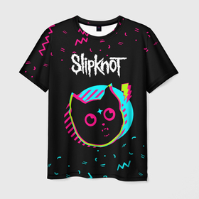 Мужская футболка 3D с принтом Slipknot   rock star cat в Белгороде, 100% полиэфир | прямой крой, круглый вырез горловины, длина до линии бедер | 