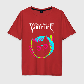 Мужская футболка хлопок Oversize с принтом Bullet For My Valentine rock star cat , 100% хлопок | свободный крой, круглый ворот, “спинка” длиннее передней части | Тематика изображения на принте: 