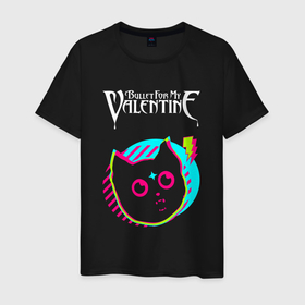 Мужская футболка хлопок с принтом Bullet For My Valentine rock star cat в Екатеринбурге, 100% хлопок | прямой крой, круглый вырез горловины, длина до линии бедер, слегка спущенное плечо. | 