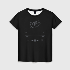 Женская футболка 3D с принтом Музыка любви в Новосибирске, 100% полиэфир ( синтетическое хлопкоподобное полотно) | прямой крой, круглый вырез горловины, длина до линии бедер | 