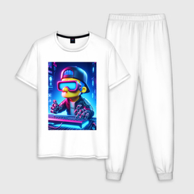 Мужская пижама хлопок с принтом Барт Симпсон   киберспорт в Петрозаводске, 100% хлопок | брюки и футболка прямого кроя, без карманов, на брюках мягкая резинка на поясе и по низу штанин
 | 