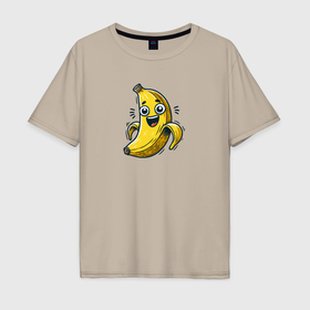 Мужская футболка хлопок Oversize с принтом Забавный мультяшный банан , 100% хлопок | свободный крой, круглый ворот, “спинка” длиннее передней части | 