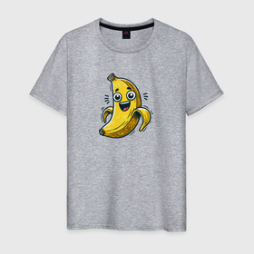 Мужская футболка хлопок с принтом Забавный мультяшный банан , 100% хлопок | прямой крой, круглый вырез горловины, длина до линии бедер, слегка спущенное плечо. | Тематика изображения на принте: 