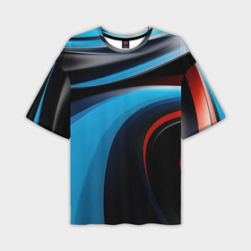 Мужская футболка oversize 3D с принтом Черные и синии волны  спортивный стиль в Санкт-Петербурге,  |  | Тематика изображения на принте: 