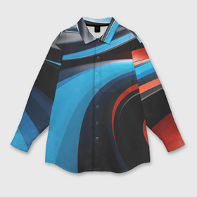 Мужская рубашка oversize 3D с принтом Черные и синии волны  спортивный стиль в Санкт-Петербурге,  |  | Тематика изображения на принте: 