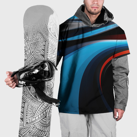 Накидка на куртку 3D с принтом Черные и синии волны  спортивный стиль в Белгороде, 100% полиэстер |  | Тематика изображения на принте: 