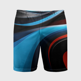 Мужские шорты спортивные с принтом Черные и синии волны  спортивный стиль в Санкт-Петербурге,  |  | Тематика изображения на принте: 